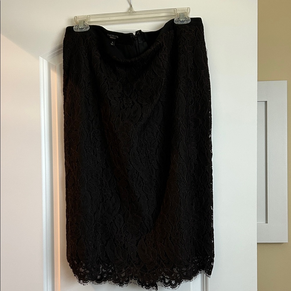 Talbots Black Lace Pencil Skirt